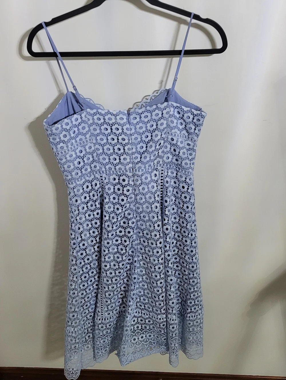 J. Crew Women's Light Blue Lace Midi Dress with Spaghetti Straps, Size 4 - Picture 6 of 12